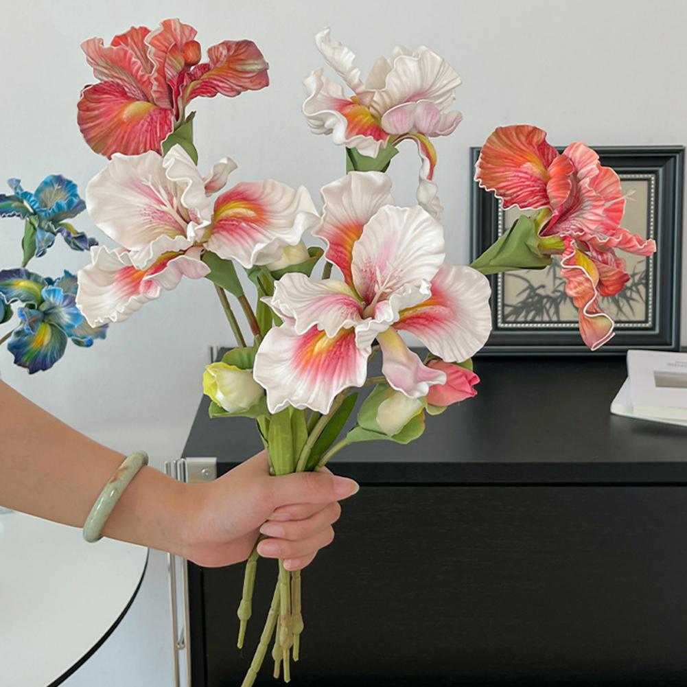 Artificial Flowers Fake Flowers No Maintenance 18 Artificial Iris Flower Bouquet Real Touch Fake Floral Arrangement Home Table