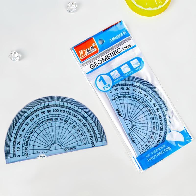 Transparent Semi-Circular Protractor & 10cm Ruler Combo for Students - Dual Angle Measuring Stationery Semi-circular Protractor