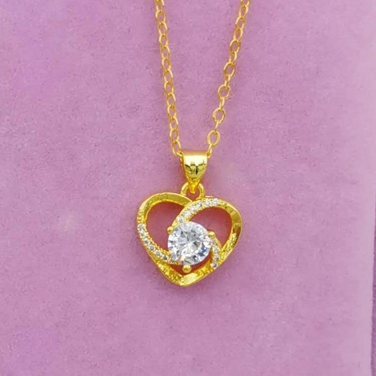 

Ожерелье Eternal Love Sand Gold с цирконами — модная, непромокаемая подвеска на ключичную цепочку для женщин.