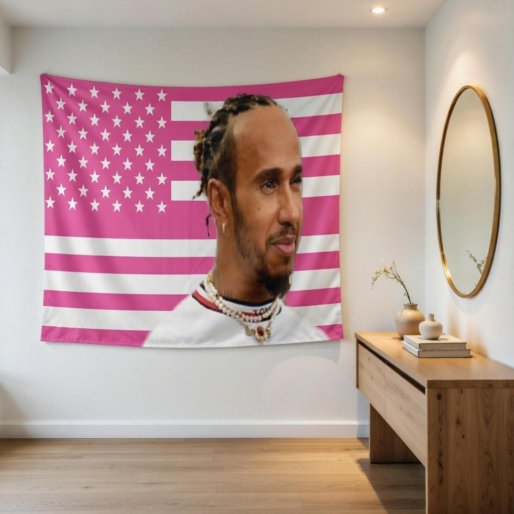 Racing Legend Tapestry Pink Us Flag Flat Print Wall Hanging Aesthetic Room Decor For Men Bedroom Dorm Sports Star Poster