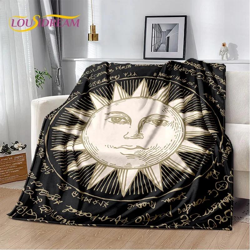 Mysterious Tarot Sun Moon Mandala Magic Soft Flannel Blanket for Beds Bedroom Sofa Picnic,Throw Blanket for Outdoor Leisure Gift