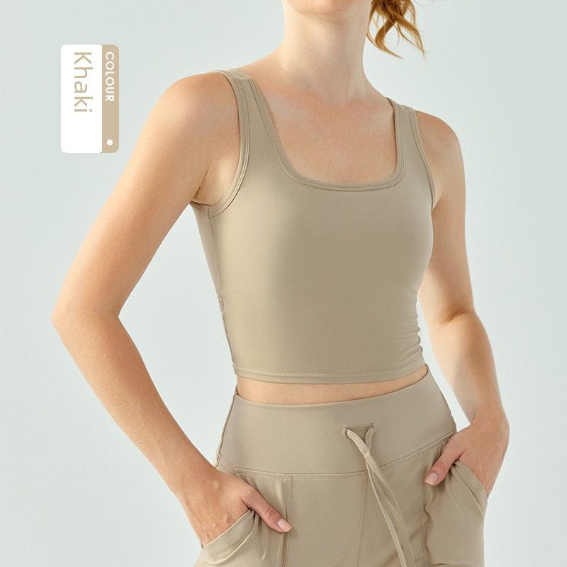 Foreign Trade Cross Beauty Back Sports Bra Women Half Fixed Cup Outer Wear All-Match Yoga Vest Tight Slimming Workout Clothes