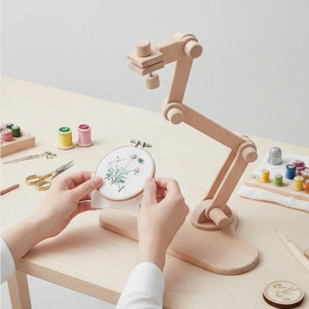 Adjustable Cross-Stitch Stand 360° Rotatable Embroidery Hoop Holder Handsno-Hand