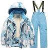 Dětská módní lyžařská souprava Chlapecká a dívčí zateplená voděodolná teplá lyžařská bunda a kalhoty Oblečení set