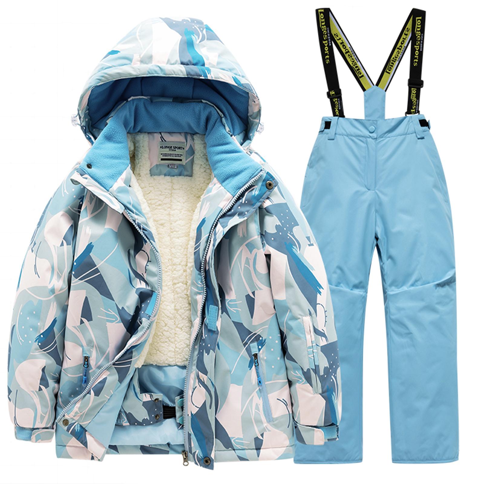 

Детский модный лыжный комплект для мальчиков и девочек, утолщенный водонепроницаемый теплый лыжный костюм, куртка и брюки, комплект 8