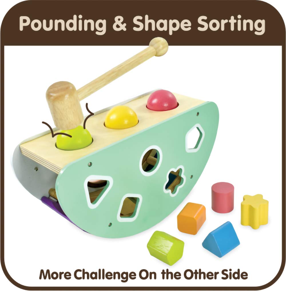 Toy Rocking Activity Educational Wooden Musical Hammer Birthday Gift for Year Olds Edutē I'm Toy, Toy, Instrument, Toy, Shape-Matching Puzzle, 1-2