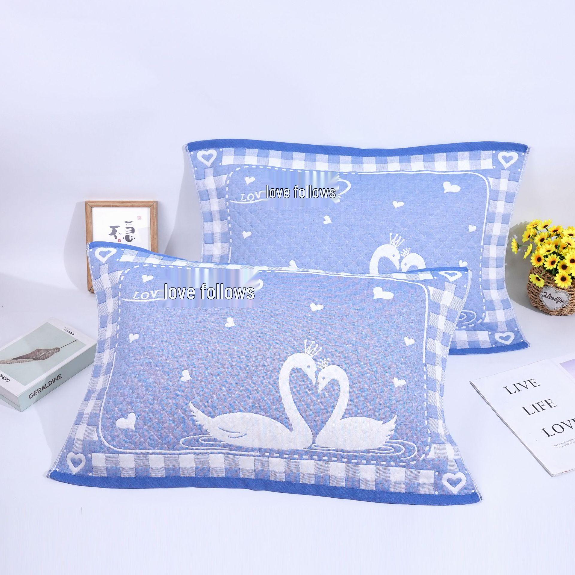 

Swan Cotton Pillow Towel - Comfortable, Breathable, Sweat-Absorbing, Anti-Pill Cover for Adults & Couples 52*78cm