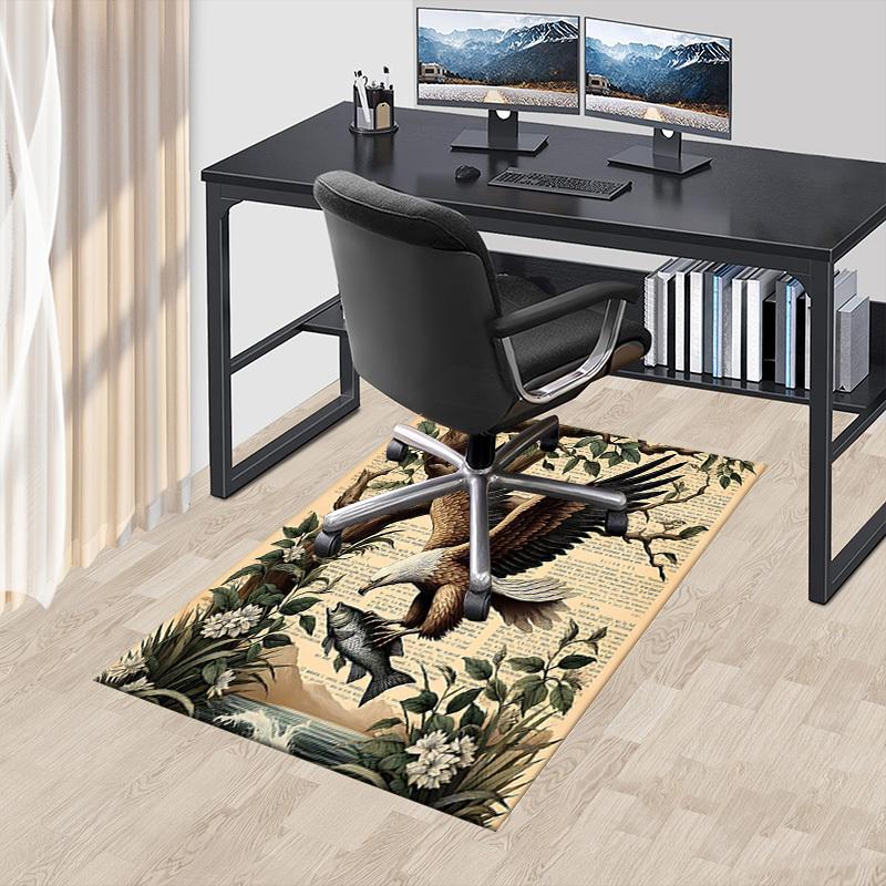 1PC Eagle Fish Non-Slip Floor Carpet Compatible for Office&Living Room&Dining room - Flat-Weave Machine- Soft & Pattern-E241