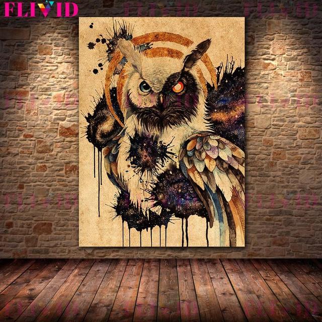 

Винтажная настенная живопись маслом «Сова и врата времени», «Ведьма-волк», «Труп», «Летающий дракон», художественный постер и 21cm×30cm NoFrame