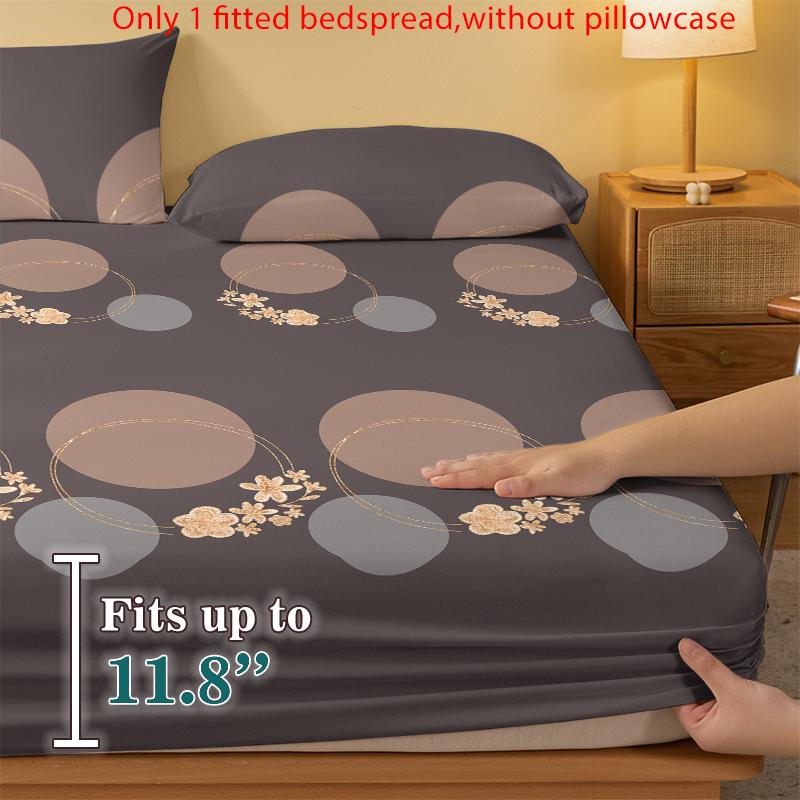1 Simple Modern Circular Geometry Printed Matte Fitted Sheet, Bedroom Printed Bed Cover,Bedding(Excluding Pillowcases)