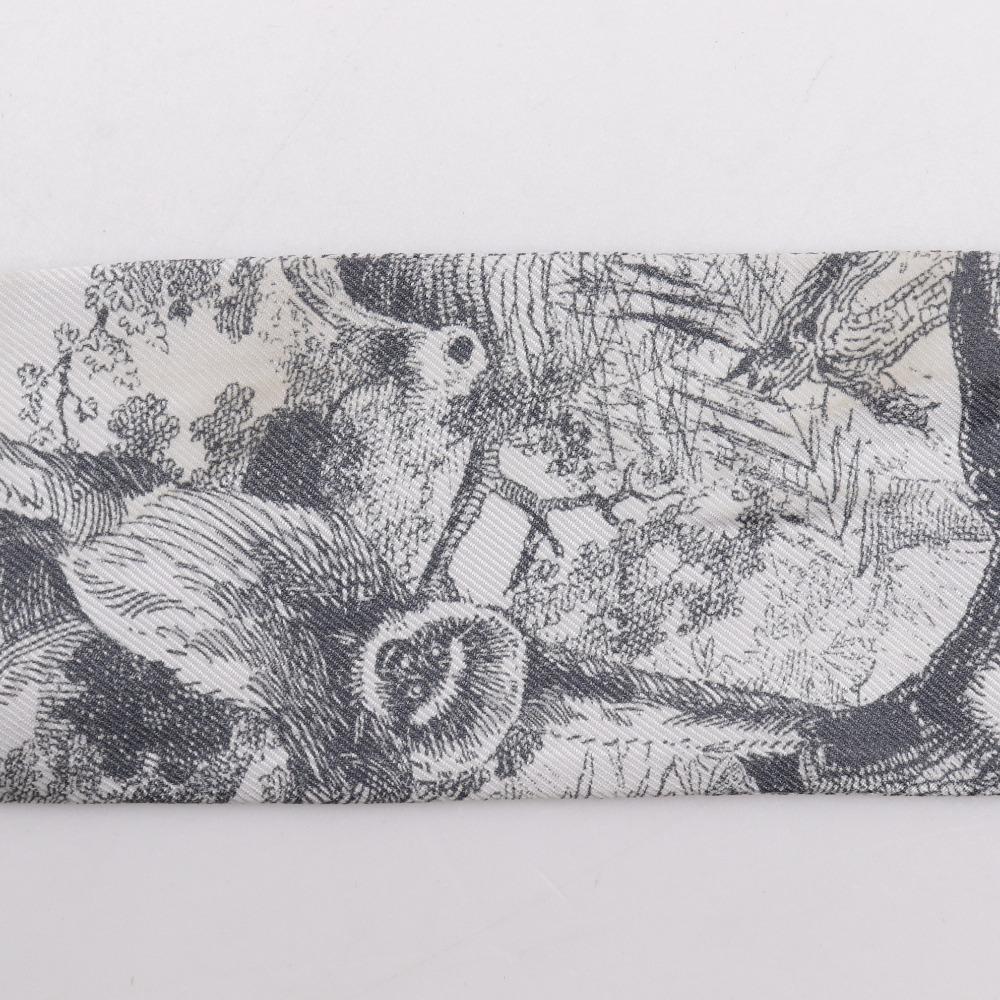 Dior Mitza Scarf 15JOU106I602 Toile De Jouy Sauvage Ribbon Scarf Gray Silk Women Used