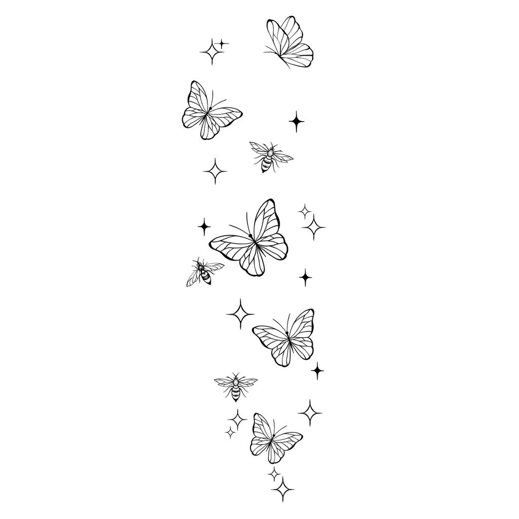 Simple Personality Spice Girl Three-Dimensional Butterfly Flower Wicker Collarbone Arm Tattoo Sticker