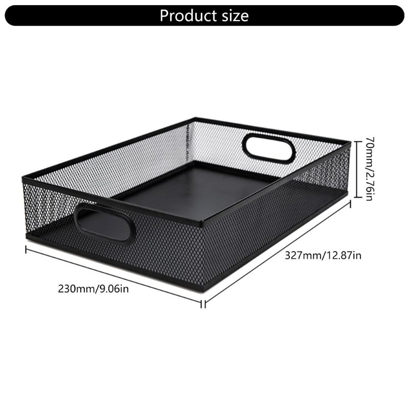 Metal Mesh Desk Organizers File Organizer with Handle Desk Drawer Organizer Tray School Office Supplies for Students