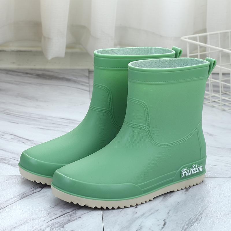Rain Shoes Women's Short Non-slip Water Shoes Fleece Cotton Short Rain Boots Water Boots Rubber Shoes Fashion