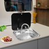 Stainless Steel RV Kitchen Sink with Faucet and Drainage Kit, Heavy-Duty Deep Hand Wash Basin for Camper Caravan Motorhome