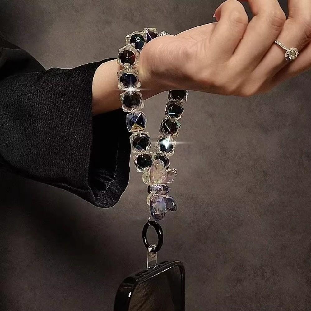 New Butterfly Sparkling Diamond Phone Chain Anti-loss Portable Colorful Beaded Hanging Bag Keychain Short Phone Charm