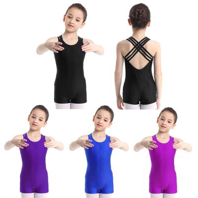 Kids Girls Solid Color Basic Leotard for Dance Ballet Gymnastic Tumbling Unitard Biketard Dancewear