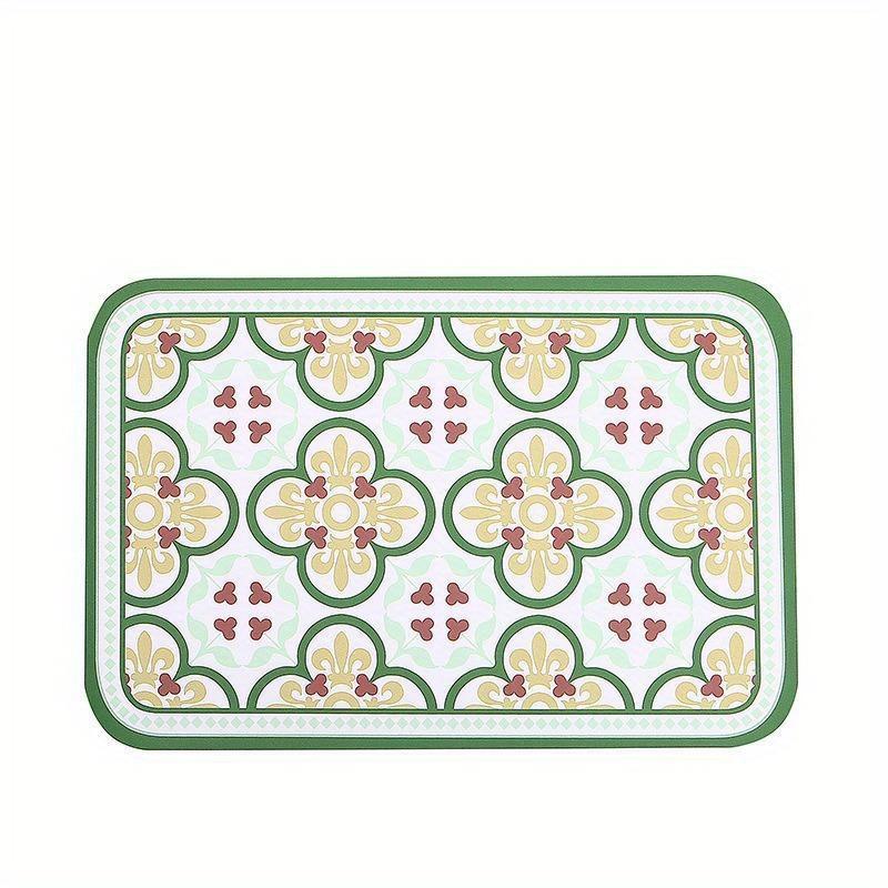 Scandinavian Countryside Placemats - Heatproof Waterproof Table Decor, Luxury Square Floral Print Coasters for Dining & Kitchen
