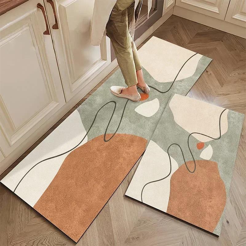Kitchen Pvc Floor Mat Leather Waterproof Carpet Anti-slip Oil-proof Foot Mats Japanese Style Long Carpets Home Decoration Rug
