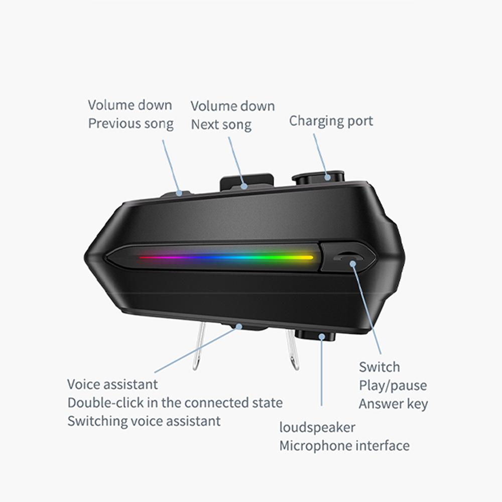 Bluetooth 5.3 Motorcycle Helmet Headset Stereo Hands Free Call Waterproof Music Player Earphone 1000mAh Voice Contro Headphone
