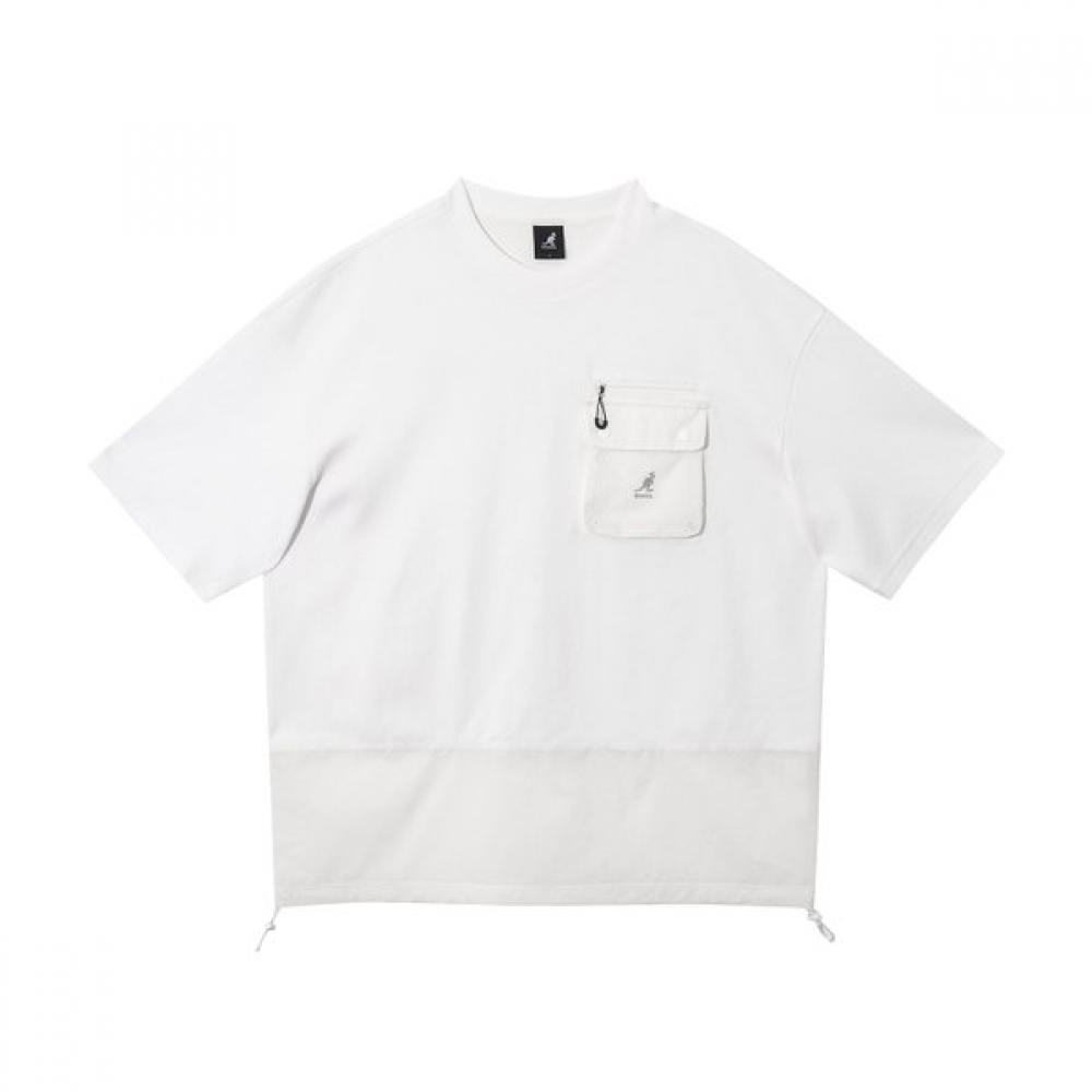 Kangol Mixed Fabric ShorT Sleeve T shirT Off whiTe 2784 L