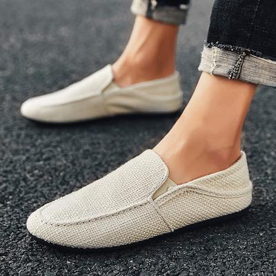 Mode Neue Slipper Herren Atmungsaktive Freizeitschuhe Klassische Leinen Slip-On Sneakers Männlich Sommer Günstige Fahrschuhe Für Herren Weit 2024