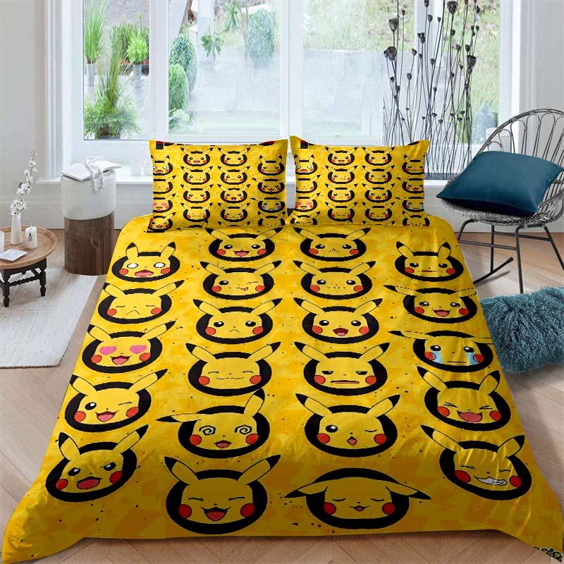 

2026New Pikachu Cartoon Three-piece Bedding Set, Suitable for Bedroom Decor, Available in Large and Extra-large Sizes. 135X200cm