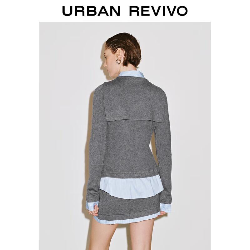 UR Women's College Style Faux Two-Piece Shawl Knit Top