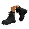 Women's Fashionable Casual Front Lace Up Adjustable Fleece Lined Thickened Warm Ankle Boots Women's Leather Boots