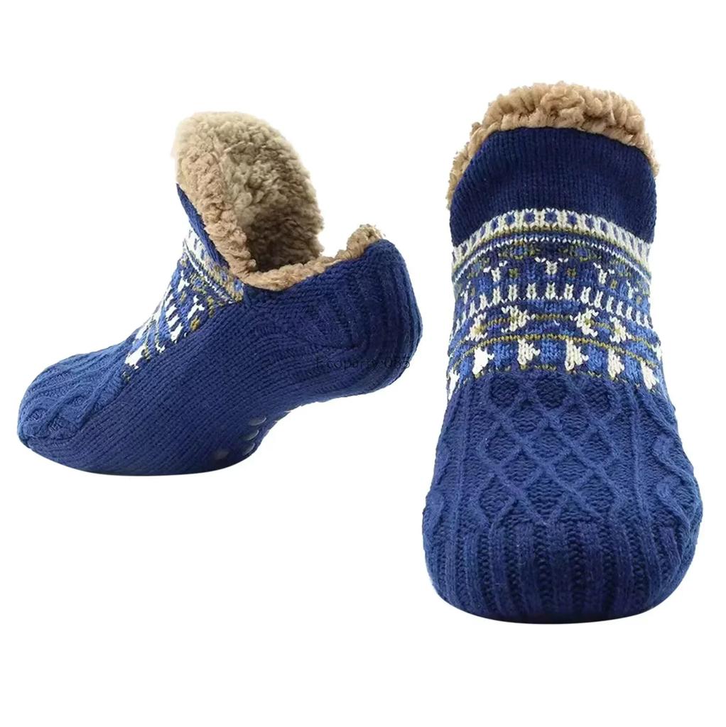 Winter Indoor Floor Socks Warm Women Men Socks Home Bedroom Sleeping Socks Non-slip Knitted Adult Plus Fleece Carpet Socks