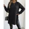 Women's Autumn Winter New Pullover Sweater Round Neck Split Knitted Casual Sweater