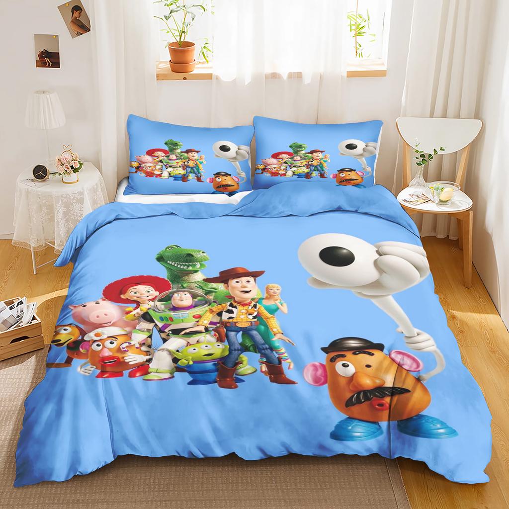 Toy Story Anime Zuhause Schlafzimmer Komfort Nordisches Polyester Material Geeignet für Kinder und Erwachsene 3-teiliges Set