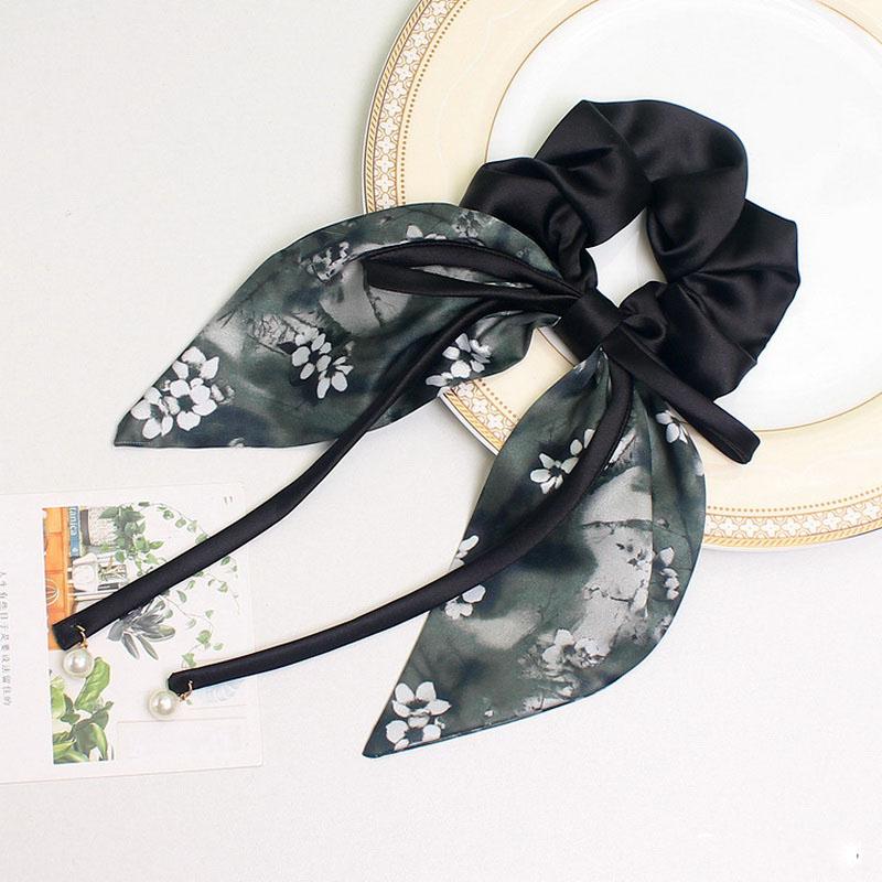 Korea Satin Bow Hair Bands For Women Black Elastic Hair Tie Girls Bows for Hair Coquette Hairbands Handkerchief Scrunchies