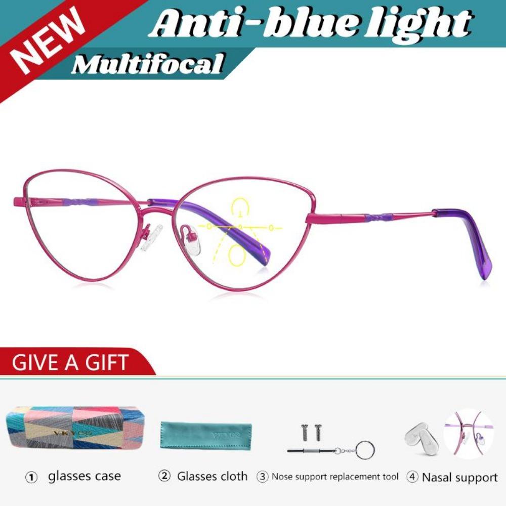 

VICKI Овальные очки «кошачий глаз» для чтения для женщин, блокирующие синий свет, с возможностью индивидуальной настройки по рецепту, маленькая оправа, фотохромные PFD3047 0