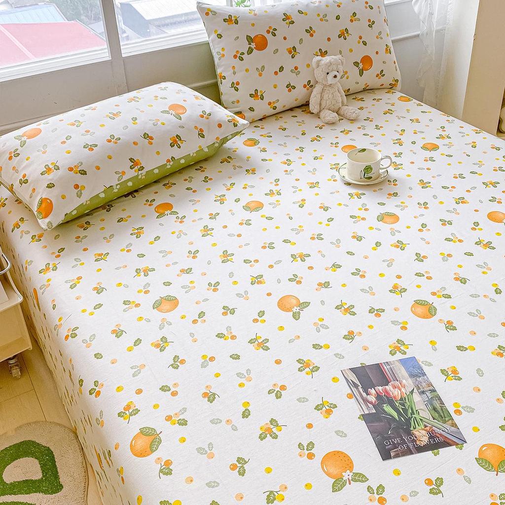 Pure Cotton Three-Piece Bed Sheet Set - Coarse Cloth, Fitted, Suitable for Dorms and Babies