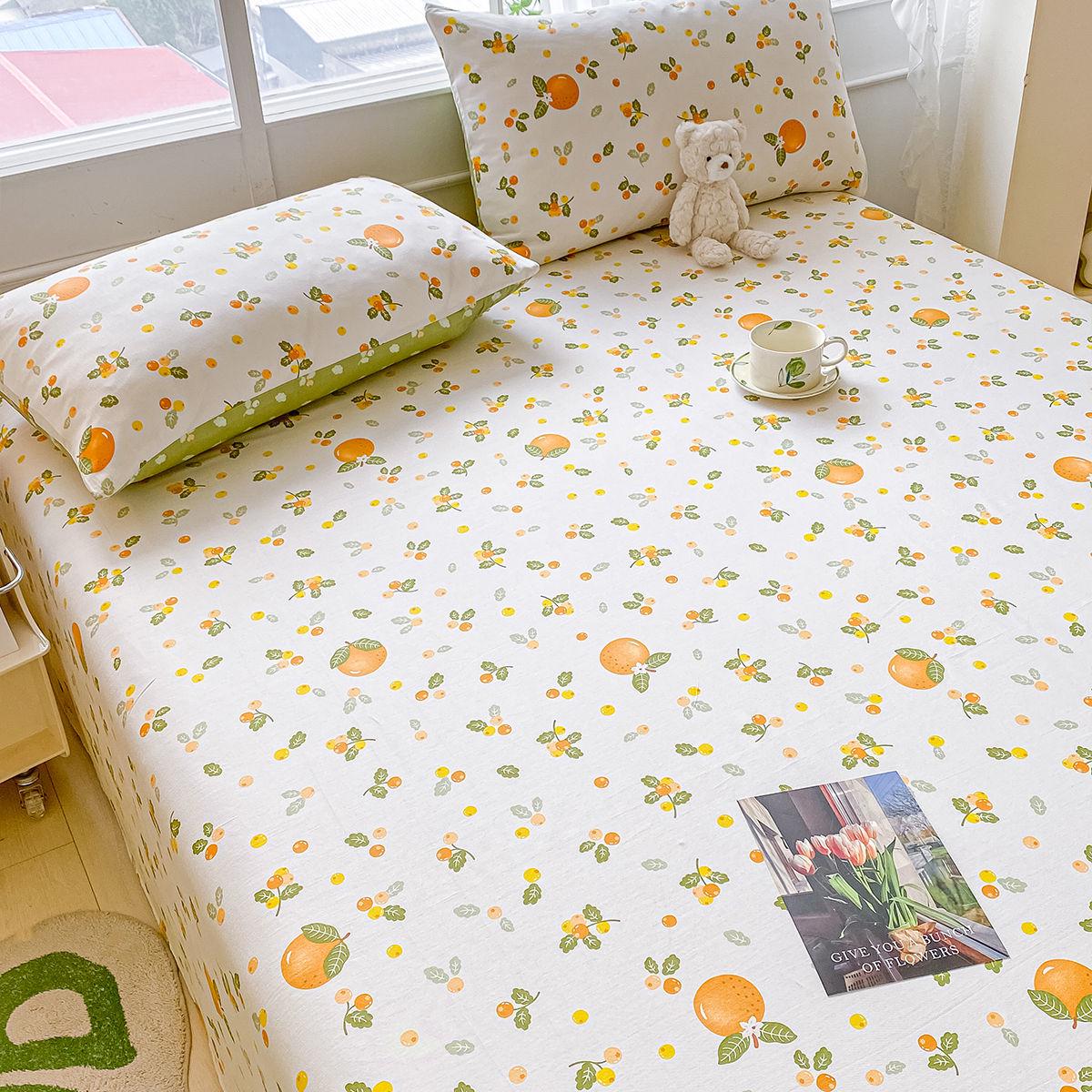 

Комплект постельного белья из чистого хлопка, три предмета - Грубая ткань, на резинке, Подходит для общежитий и младенцев Set 230x270cm + Pillowcases