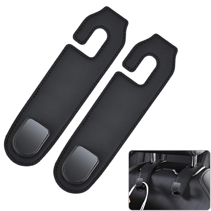 Headrest Hooks, Car Seat Hooks, Car Hooks, Luggage Hanging, Leather, Set of 2, Seat