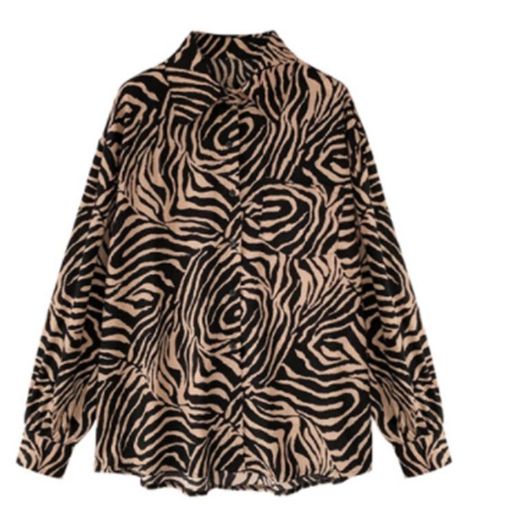 Spring Fashion Retro Long-sleeved Striped Shirt Female Loose Lazy Wind Shirt Jacket Blouse Tide Vintage Basic Office Casual Women Shirt