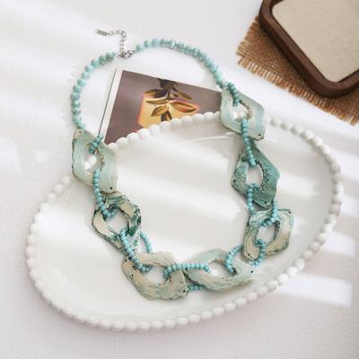 Exaggerated Retro Bohemian Acrylic Beaded Necklace Women's Ethnic Style Sweater Chain Accessories