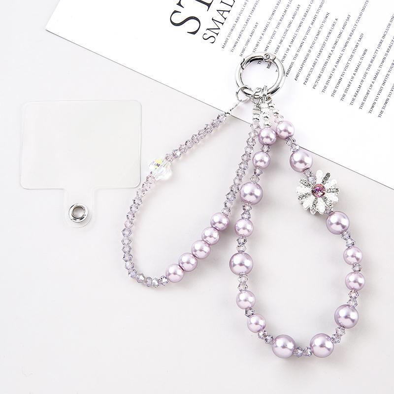 Handmade Teardrop Crystal Plastic Beads Mobile Phone Strap Bag Chain Keychain Wrist Strap Lanyard Cell Phone Case Hanging