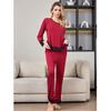 Lace Sexy Crew Neck Pure Modal Cotton Homewear Pajamas Women's Large Size Loose Long Sleeve Set