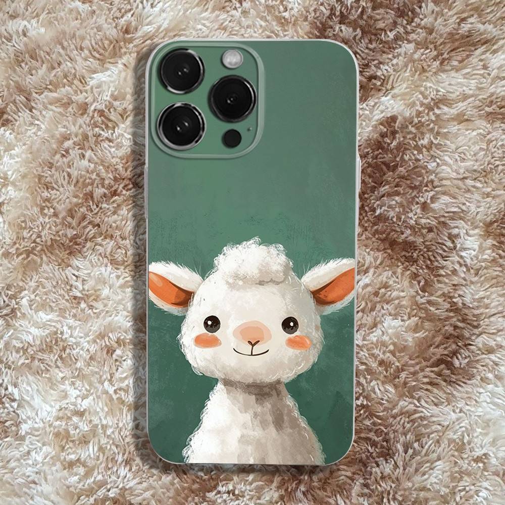 Cute Sheep Phone Case For iPhone 16,15,14,13,12,11 Pro,Max,Plus,X,XS,XR,SE4,E Mini Transparent Soft Cover