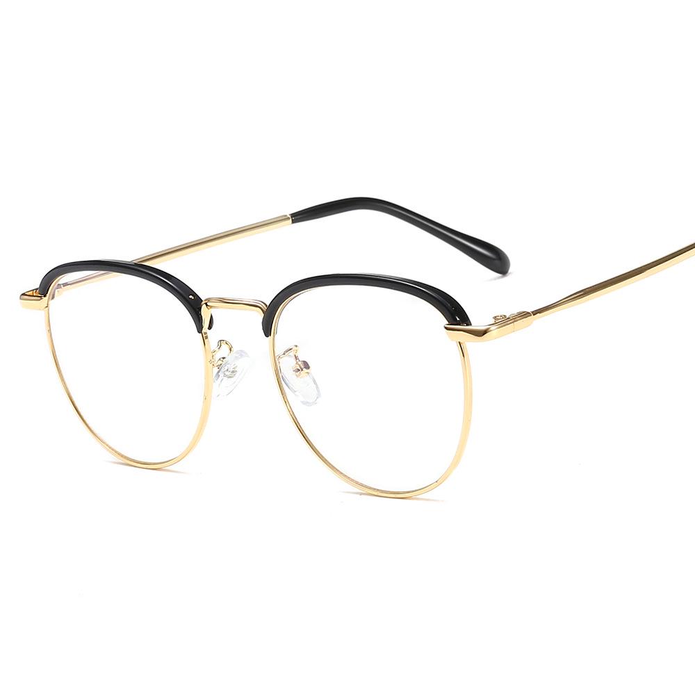 Korean Retro Half-Frame Round Sunglasses for Men & Women