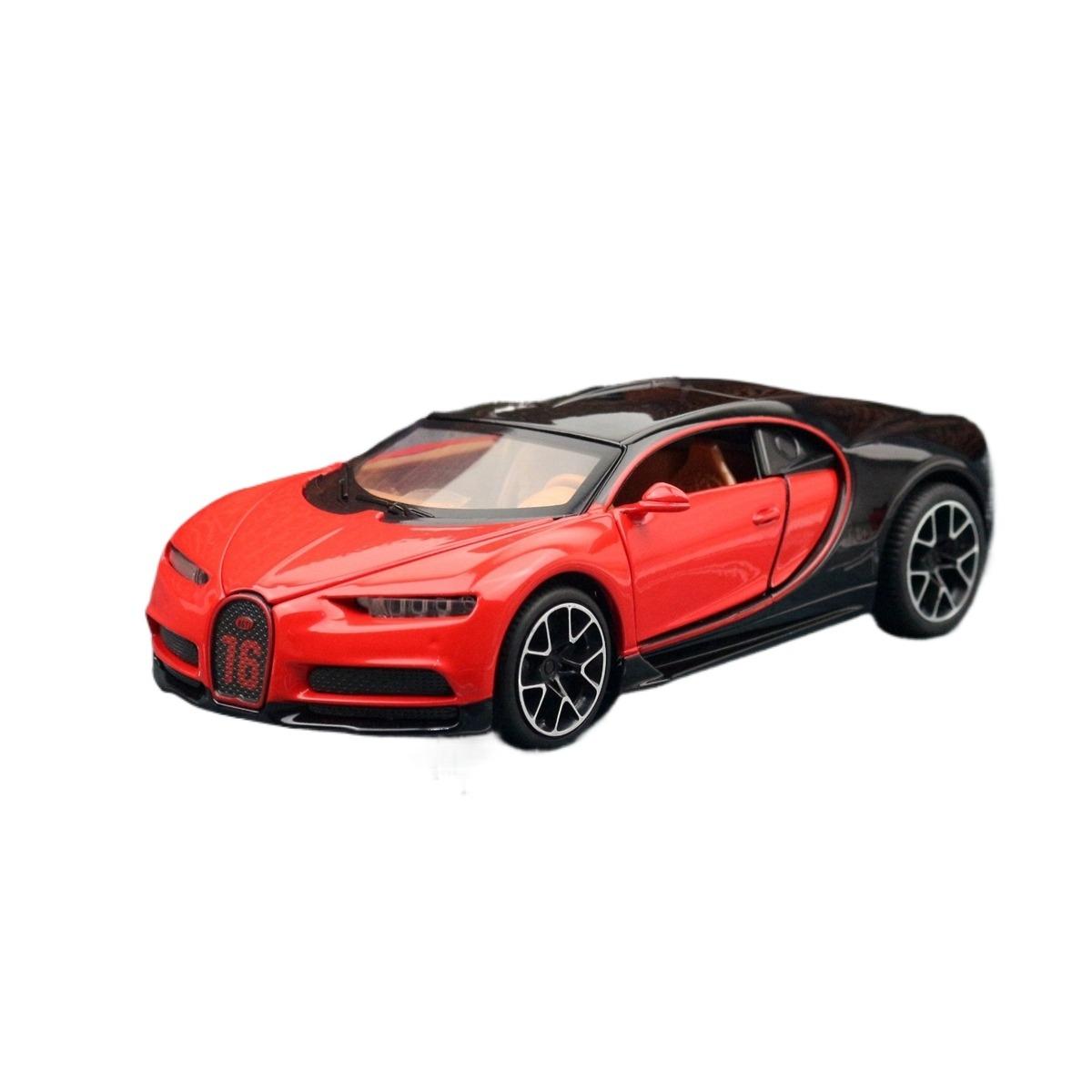 

Игрушечная машинка Bugatti Chiron 1/32 для детей, литая под давлением, супер спортивная, миниатюрная модель, инерционный двигатель, звук и свет, коллекция, подарок для мальчиков красный