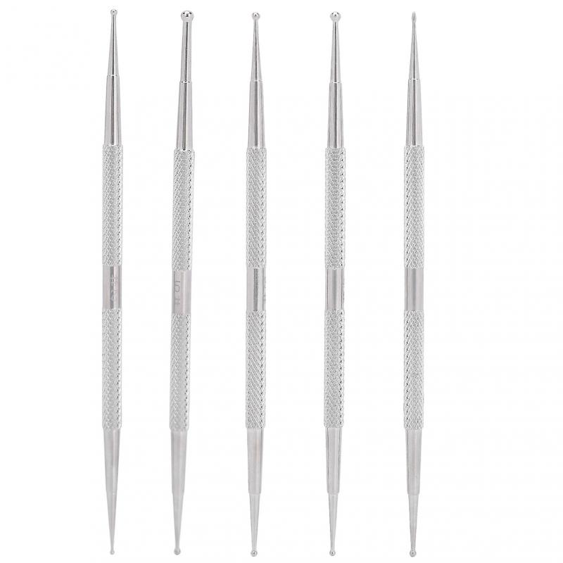 5 Stück Doppelkopf Nailart Punktierstift Edelstahl Malerei DIY Dekoration