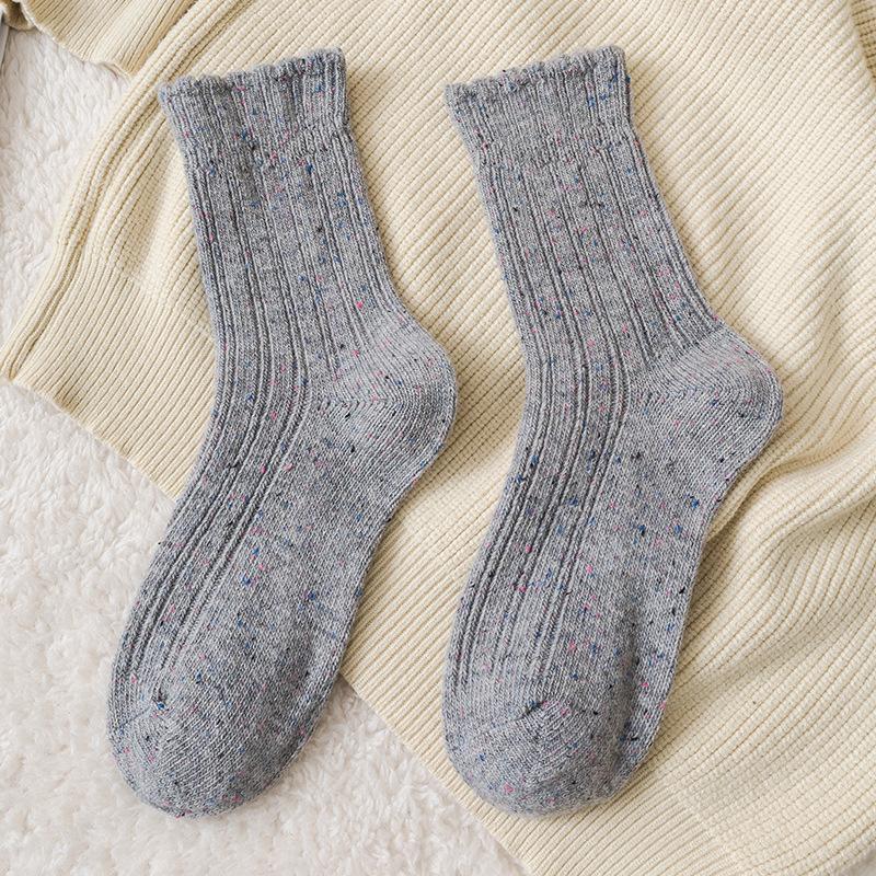 Female Autumn and Winter Thickened Warm Point Yarn Lace Lovely Wool Long Pile Pile Socks