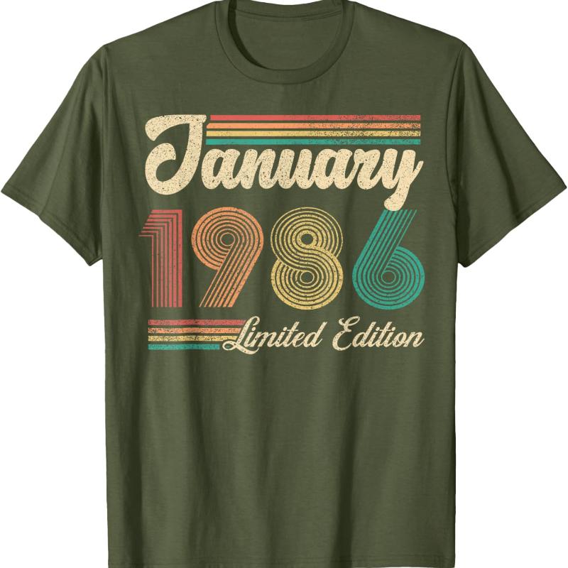 January Birthday Est 1986 Limited Edition Vintage 40th Unisex Printed TShirt Tops Commuter Allmatch Fashion Casual Shortsleev
