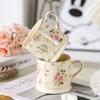 Europejski Kwiatowy Kubek Vintage Ceramiczny Kubek do Kawy Złoty Malowany Ceramiczny Kubek na Popołudniową Herbatę Domowy Kubek na Śniadanie Mleko Owsiankę Prezent 290ml