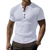 Pánské tričko s krátkým rukávem Athletic Slim Muscle Fitness Strečové Jednobarevné Henley Tričko Muž