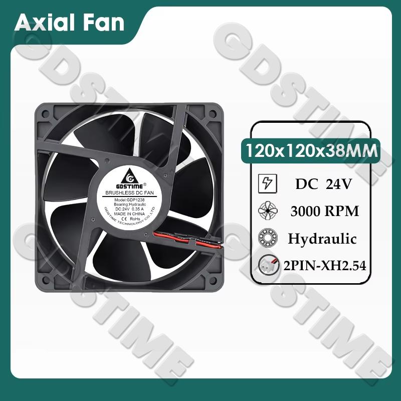 Gdstime DC 12V 24V 48V 12cm 120mm Dual Ball Cooler 12038 120x38mm Brushless Booster Fan for Btc Machine Chassis Cabinet Cooling
